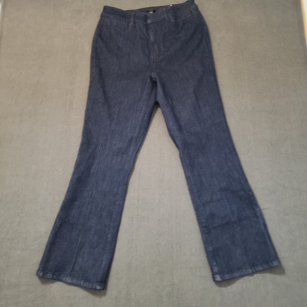 Ann Taylor Wide Leg Jeans Womens 8‎ Blue Dark Wash High Rise Trouser Denim